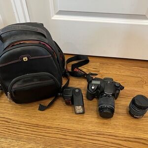 Pentax K10 10.2MP Digital SLR Camera w/ 2 Lenses, Flash, And Camera Bag *read*